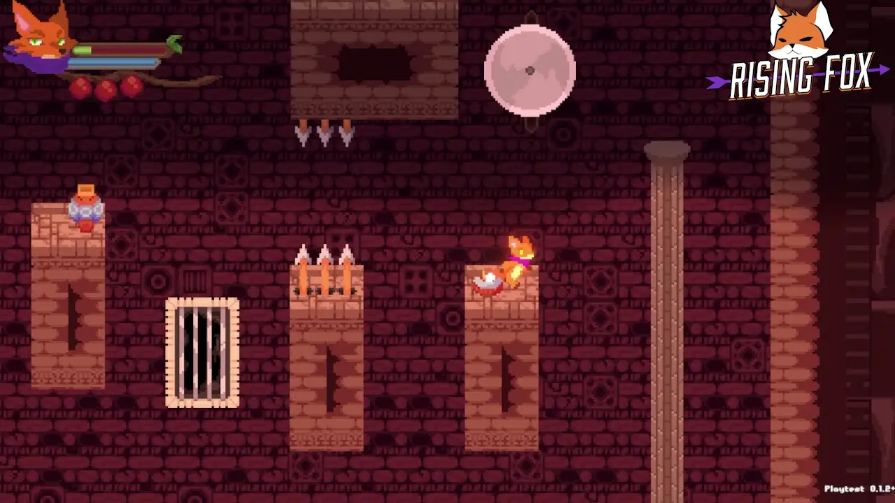 Rising Fox: Nyx navigating spikes and platforms inside ancient ruins